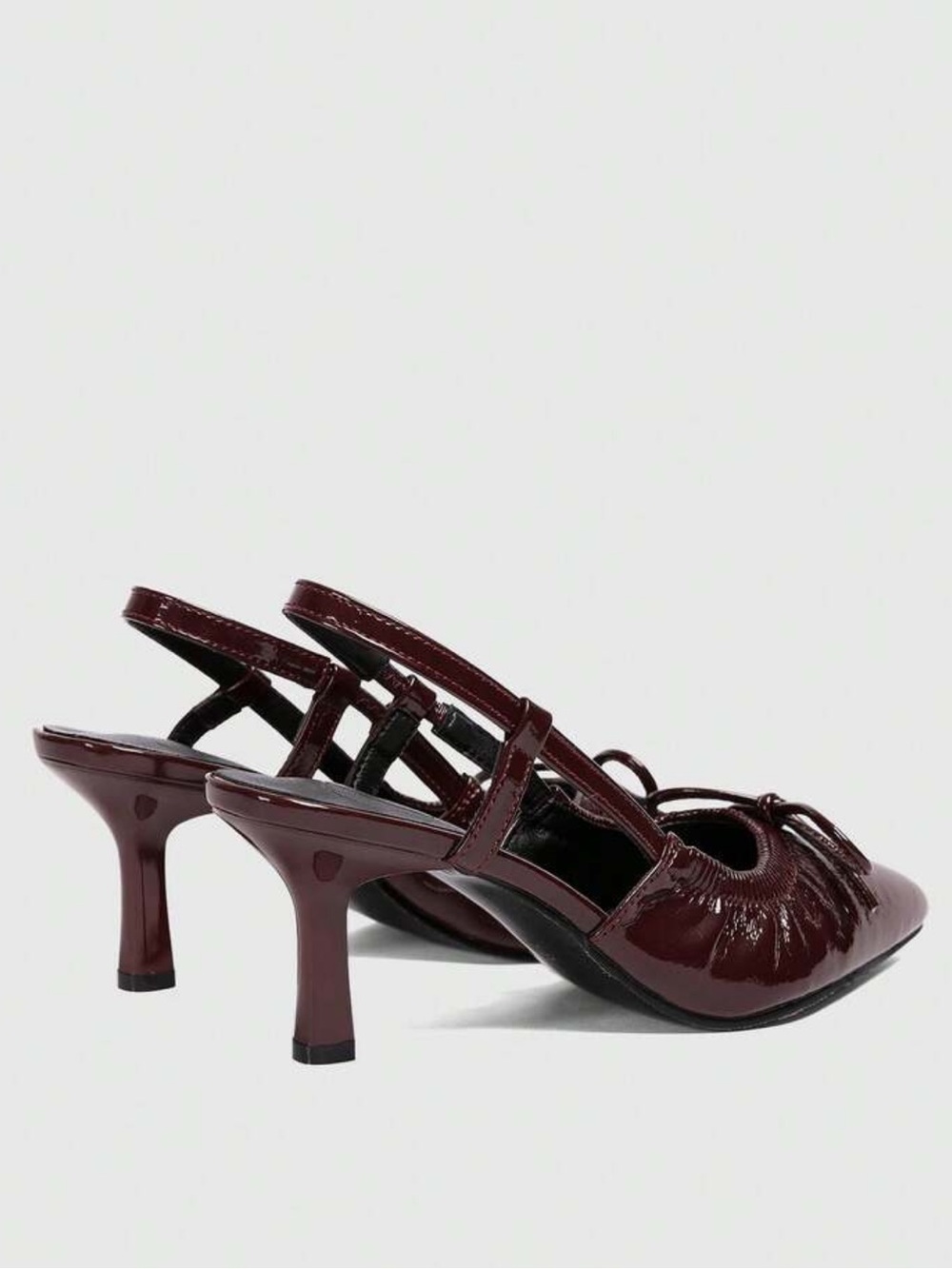 Burgundy maroon faux leather slingback heels - Picture 2 of 3